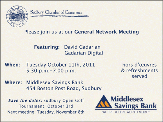 Here David Gadarian Speak Before the Sudbury Chamber of Commerce on October 11, 2011