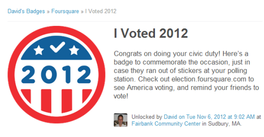 Foursquare Voter Badge